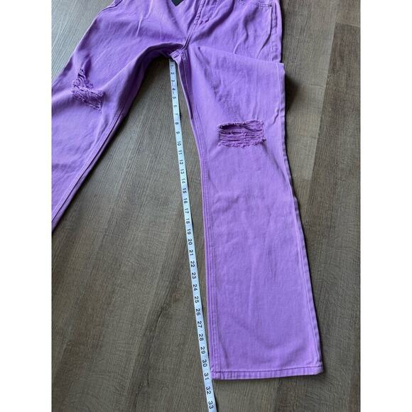 AFRM Jeans Womens 28 Purple Oden High Rise Wide Leg Distressed Knee Rips Denim - Picture 5 of 7